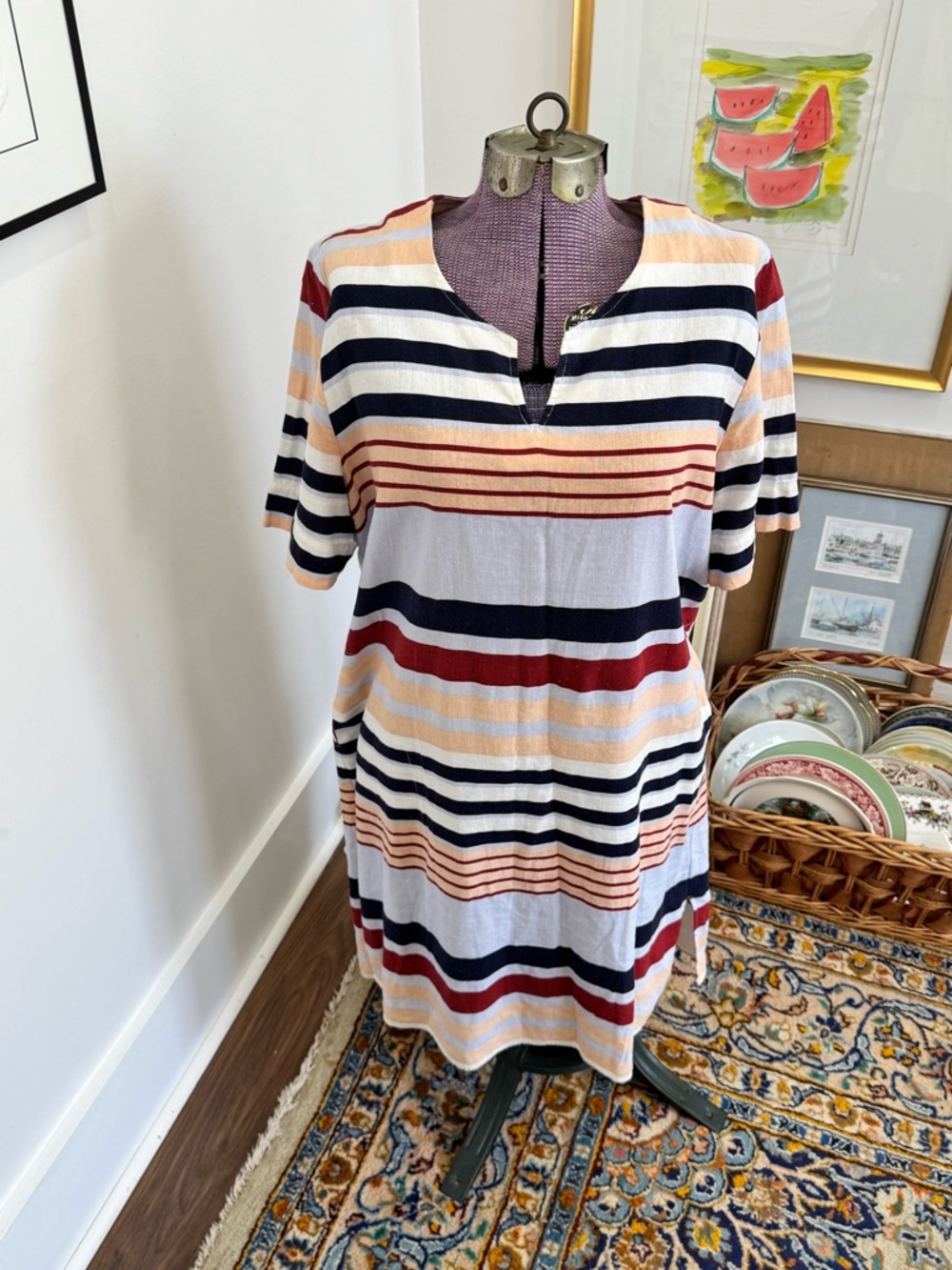 Ulla Popken Striped Midi Dress, sz14, beachy, coastal, classy